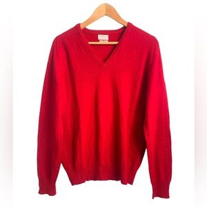 Danielle King Men's V-Neck lightweight 100% Cashmere Red classic Sweater Size 40
